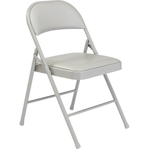 National Public Seating Commercialine Vinyl Padded Steel Folding Chair, Grey (Pack of 4)