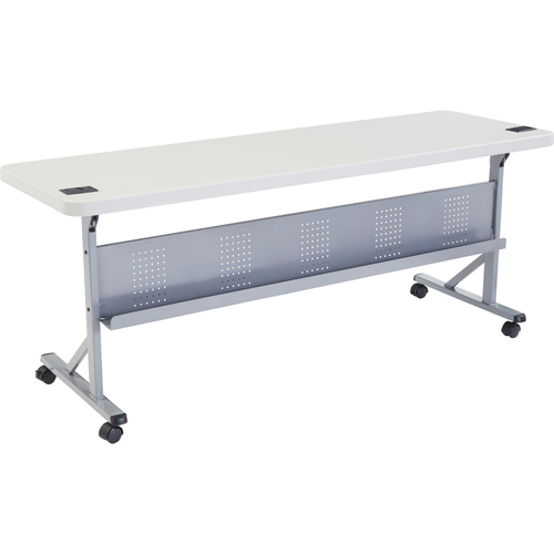 National Public Seating 24` x 72` Flip-N-Store Training Table, Speckled Grey