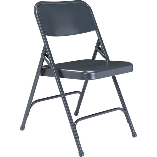 National Public Seating 200 Series Premium All-Steel Double Hinge Folding Chair, Char-Blue (Pack of 4)