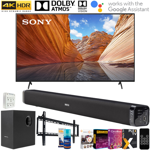Sony KD43X80J 43` X80J 4K Ultra HD LED Smart TV 2021 w/ Deco Soundbar Bundle