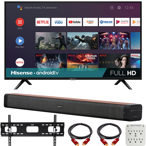 Hisense 40` H55 Series FHD Smart Android TV with Deco Home 60W Soundbar Bundle