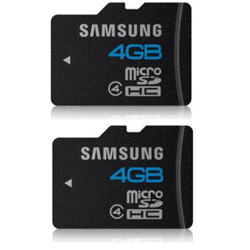 Samsung Two Pack- microSD High Speed 4GB Waterproof and Shockproof  Class 4 Memory Card
