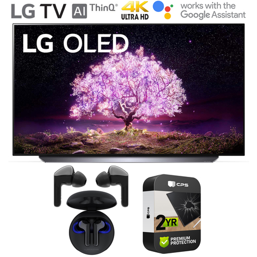 LG 77` 4K Smart OLED TV with AI ThinQ 2021 w/ Warranty + Wireless Earbuds Bundle