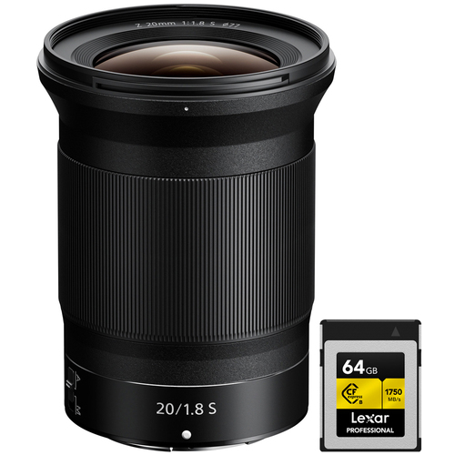Nikon NIKKOR Z 20mm f/1.8 S Lens Ultra Wide Angle for Z Mount Cameras+64GB Card