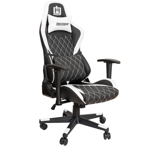 Deco Gear Ergonomic Foam Gaming Chair with Adjustable Head and Lumbar Support, White