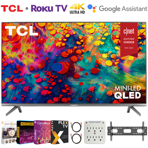 TCL 65` 6-Series 4K QLED Dolby Vision HDR Roku Smart TV + Movies Streaming Pack