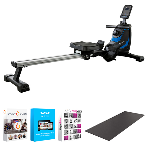XTERRA Fitness ERG160 Magnetic Rower with Equipment Mat and Software Bundle