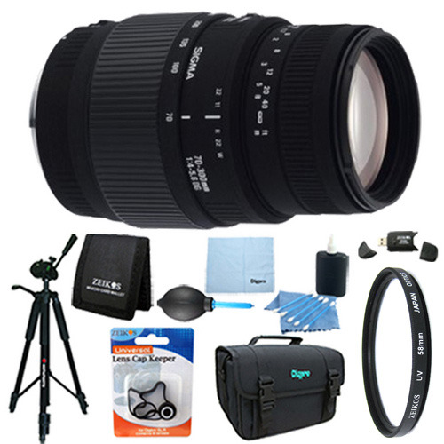 Sigma 70-300mm f/4-5.6 SLD DG Macro Lens for Nikon DSLRs Lens Kit Bundle