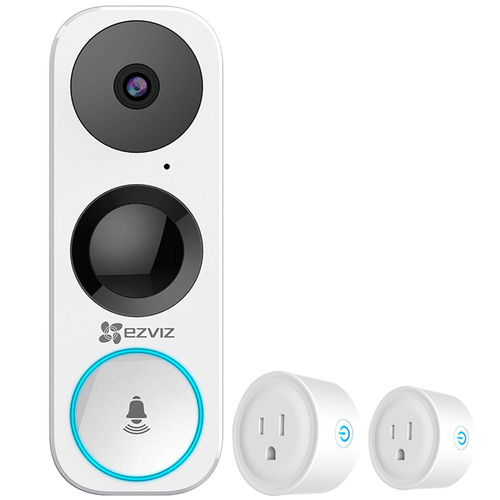 EZVIZ Smart Video Doorbell Wi-Fi Connected 180 Degree + 2 Pack WiFi Smart PlugD