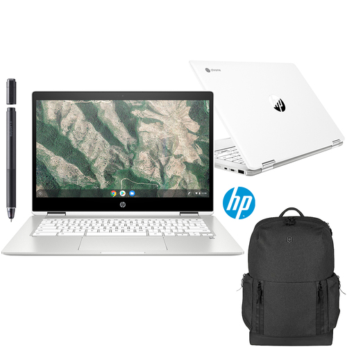 Hewlett Packard Chromebook x360 14` Intel Celeron 4GB RAM Touch Laptop w/ Accessories Bundle
