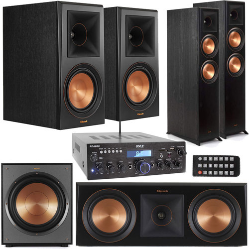 Klipsch RP-600M Reference Premiere Bookshelf Speakers with Home Theater Bundle