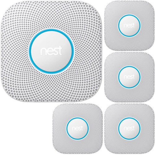 Google Nest Protect Wired Smoke and Carbon Monoxide Alarm (White, 2nd Gen) - 5 Pack