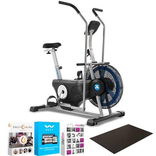 XTERRA Fitness AIR350 Airbike Exercise Bike (White) w/ Flywheel and Large LCD + Fitness Bundle