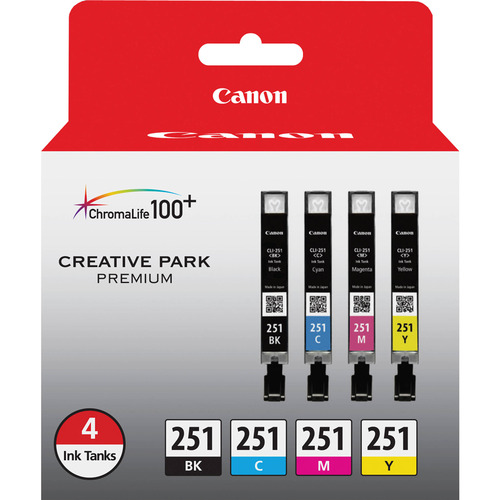Canon CLI-251 BK/CMY 4 Pack Ink Cartridges for Canon InkJet Printers