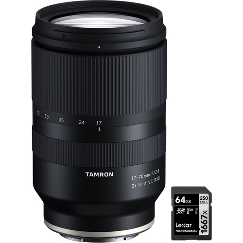 Tamron 17-70mm F/2.8 Di III-A RXD Lens for APS-C Sony Cameras + 64GB Memory Card