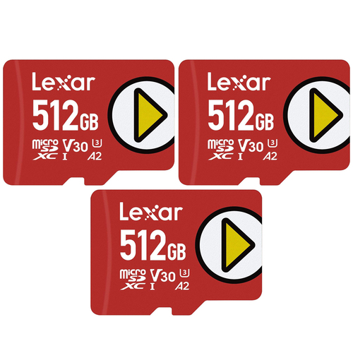 Lexar PLAY 512GB microSDXC UHS-I Memory Card, Up to 150MB/s Read 3 Pack