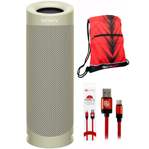 Sony XB23 EXTRA BASS Portable Bluetooth Speaker Taupe + Backpack and USB Cable