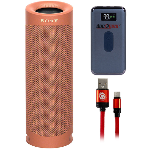 Sony XB23 EXTRA BASS Portable Bluetooth Speaker Coral Red w/ Accessories Bundle