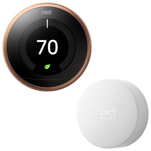 Google Nest Learning Thermostat (3rd Generation, Copper) w/ Nest Temperature Sensor Bundle