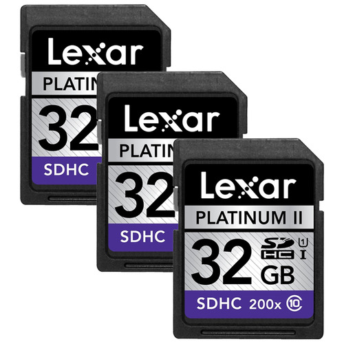 Lexar 32GB Platinum II SD/SDHC 200x Memory Card 3-Pack (LSD32GBSBNA200)