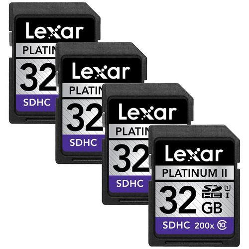 Lexar 32GB Platinum II SD/SDHC 200x Memory Card 4-Pack (LSD32GBSBNA200)