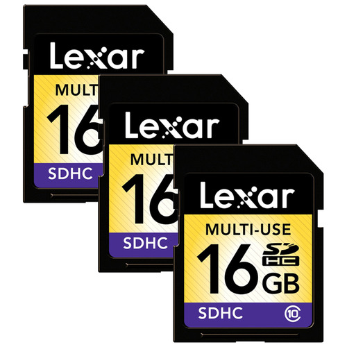 Lexar 16GB SDHC/SDXC Class 10 Flash Memory Card 3-Pack (LSD16GABNLC10)