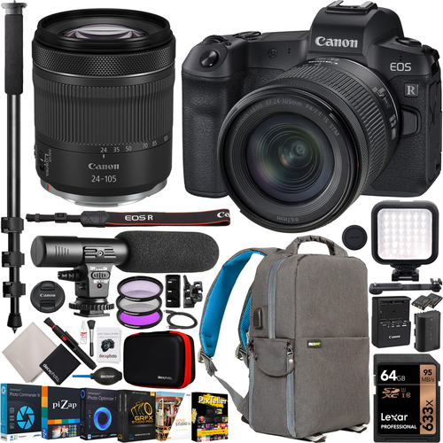 Canon EOS R Full Frame Mirrorless Camera w/ 4K Video + 24-105mm IS STM Lens Kit Bundle