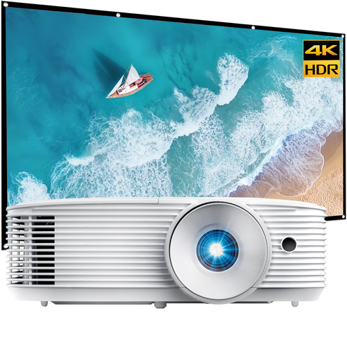 Optoma 1080p Home Theater and Gaming Projector HD28HDR + 120` Screen Bundle