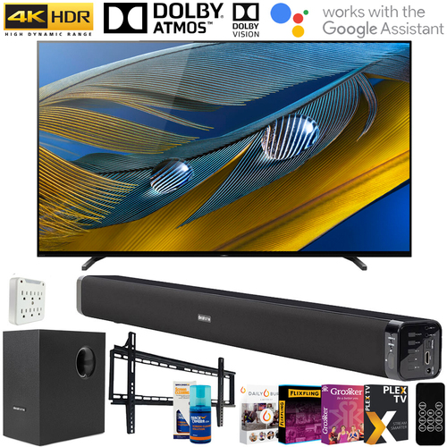 Sony XR77A80J 77` A80J 4K OLED Smart TV 2021 w/ Deco Soundbar Bundle