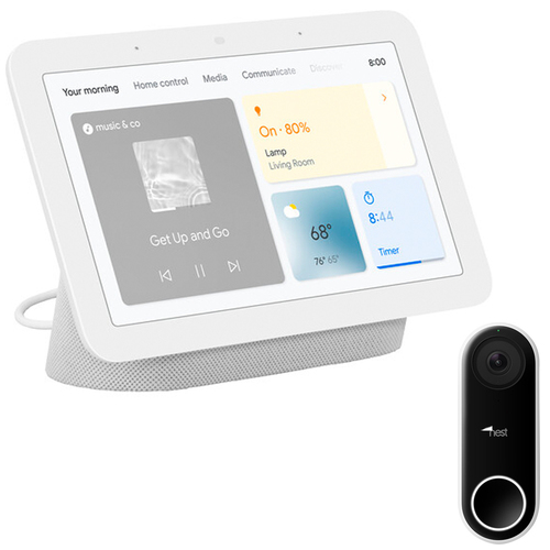 Google Nest Hub Smart Display w/ Google Assistant, Chalk (2nd Gen) + Wi-Fi Video Doorbell