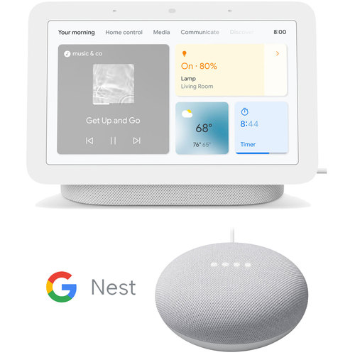 Google Nest Hub Smart Display, Chalk (2nd Gen) GA01331-US with Mini Speaker Bundle