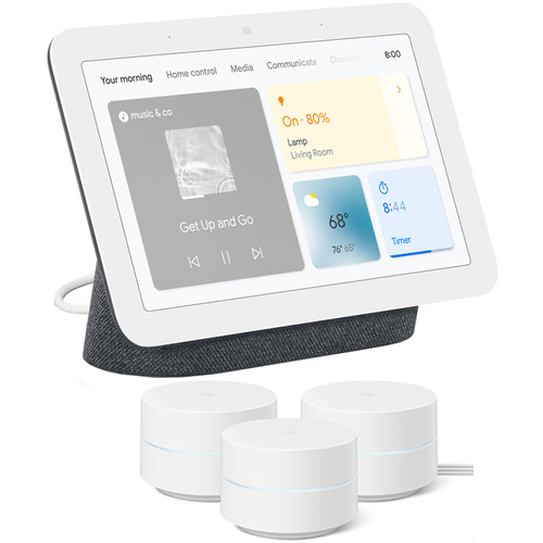 Google Nest Hub Smart Display w/ Assistant Charcoal 2nd Gen + Wifi Router 3 Pack