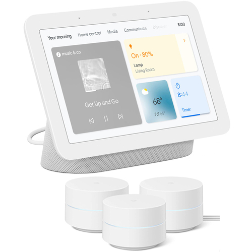 Google Nest Hub Smart Display with Assistant Chalk 2nd Gen + Wifi Router 3 Pack