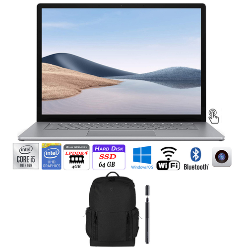 Microsoft Surface Surface Laptop Go 12.4` Intel i5-1035G1 4/64GB eMMC Touchscreen +Backpack Bundle