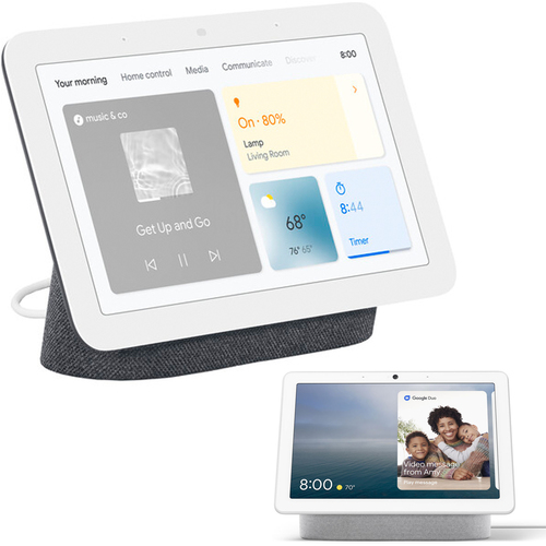Google Nest Hub Display with Assistant, Charcoal (2nd Gen) + Nest Hub Max -Chalk
