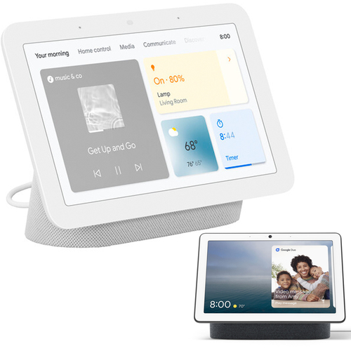 Google Nest Hub Smart Display with Assistant, Chalk (2nd Gen) + Nest Smart Hub Max Charcoal
