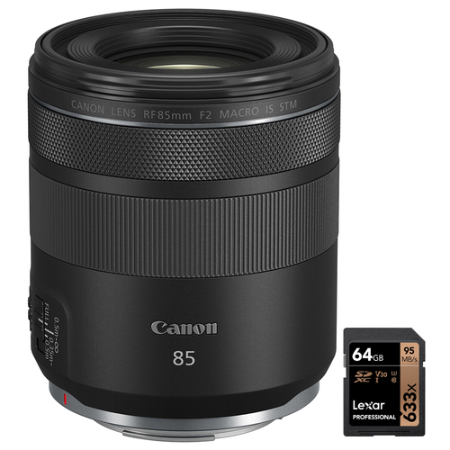 Canon RF 85mm f/2 Macro IS STM Lens Full Frame for RF Mount Camera + 64GB Card