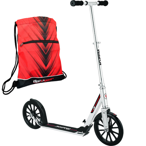 Razor A6 Scooter Silver 13013713 with Deco Drawstring Bag