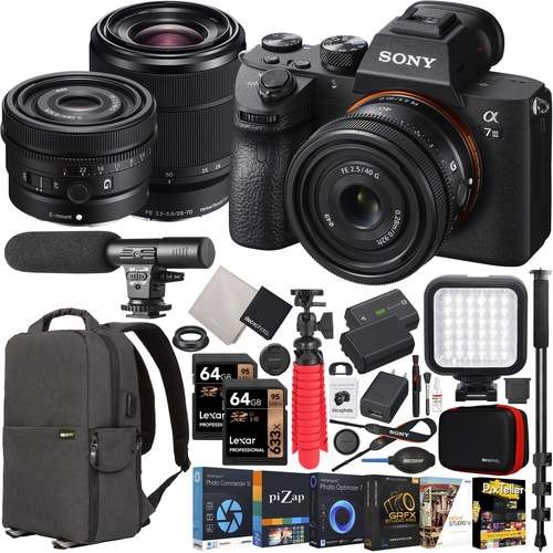 Sony a7 III Mirrorless Full Frame Camera 2 Lens Kit 40mm F2.5 G + 28-70mm OSS Bundle