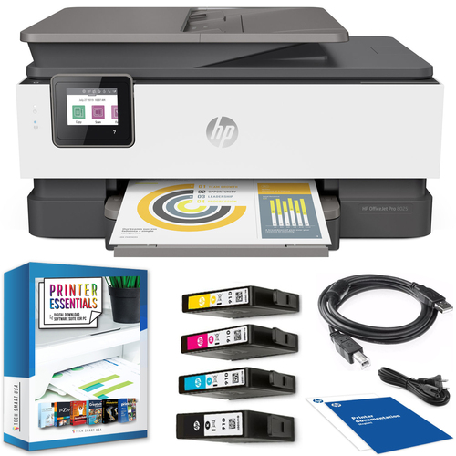 Hewlett Packard OfficeJet Pro 8025 All-in-One Wireless Printer for Home & Office Bundle -Renewed