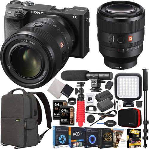 Sony a6400 Mirrorless 4K APS-C Camera Body + 50mm F1.2 GM Lens SEL50F12GM Kit Bundle