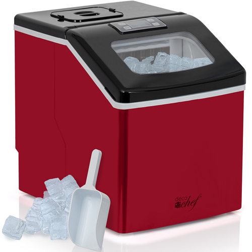 Deco Chef Countertop Portable Ice Maker for Home or Office, 40 lb/Day, Red with Black Lid