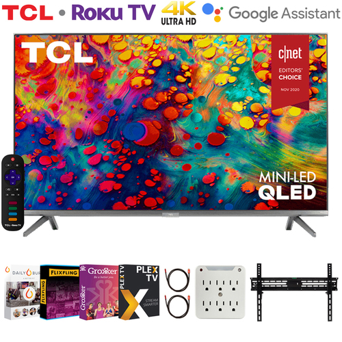 TCL 55` 6-Series 4K QLED Dolby Vision HDR Roku Smart TV + Movies Streaming Pack