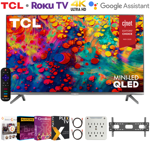 TCL 75` 6-Series 4K QLED Dolby Vision HDR Roku Smart TV + Movies Streaming Pack