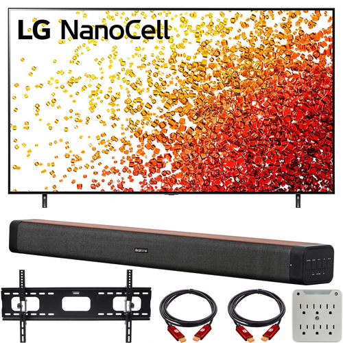 LG 75` 4K Smart UHD NanoCell TV w/ AI ThinQ 2021 with Deco Home 60W Soundbar Bundle