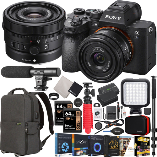 Sony a7S III Mirrorless Full Frame Camera Body +24mm F2.8 G Lens SEL24F28G Kit Bundle