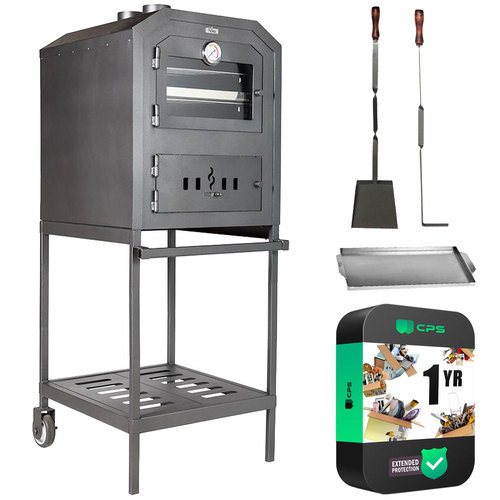 Nuke Wood Fired Outdoor Oven with Wheels 23.5` - Oven 60 with 1-Year Warranty Bundle