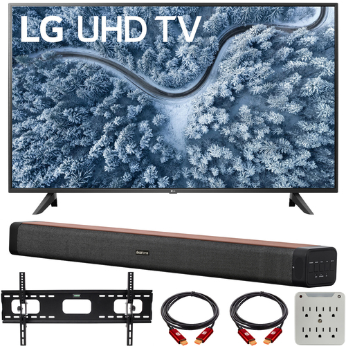 LG 65` UP7000 4K LED UHD Smart webOS TV 2021 with Deco Home 60W Soundbar Bundle