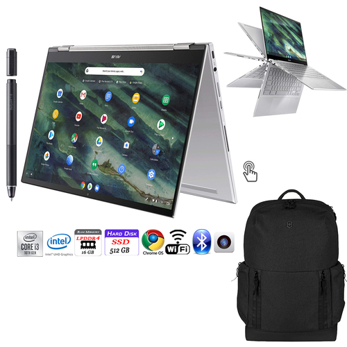 Asus Chromebook Flip C436 2-in-1 14` Touchscreen Laptop + Accessories Bundle