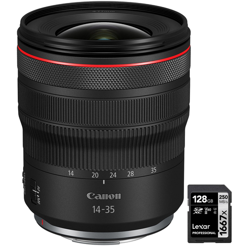 Canon RF 14-35mm f/4 L IS USM Ultra Wide Zoom Lens for RF Mount with 128GB Card